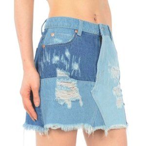 Denim Patchwork Mini Skirt NWOT